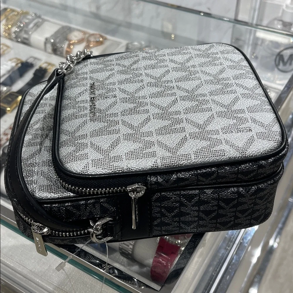 MICHAEL KORS Jet Set Medium Metallic Signature Logo NS Chain Crossbody Flight